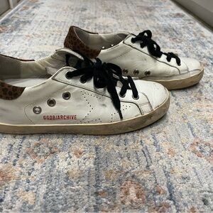 Golden Goose White and leopard Athletic Shoes size 36
